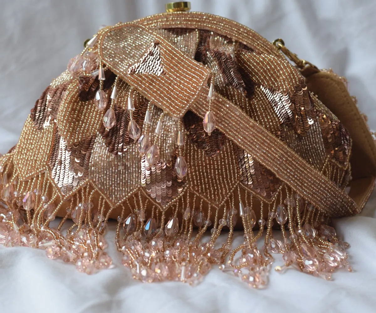 Hrutvy Clutch – Rose Gold | SURBHI S DUA