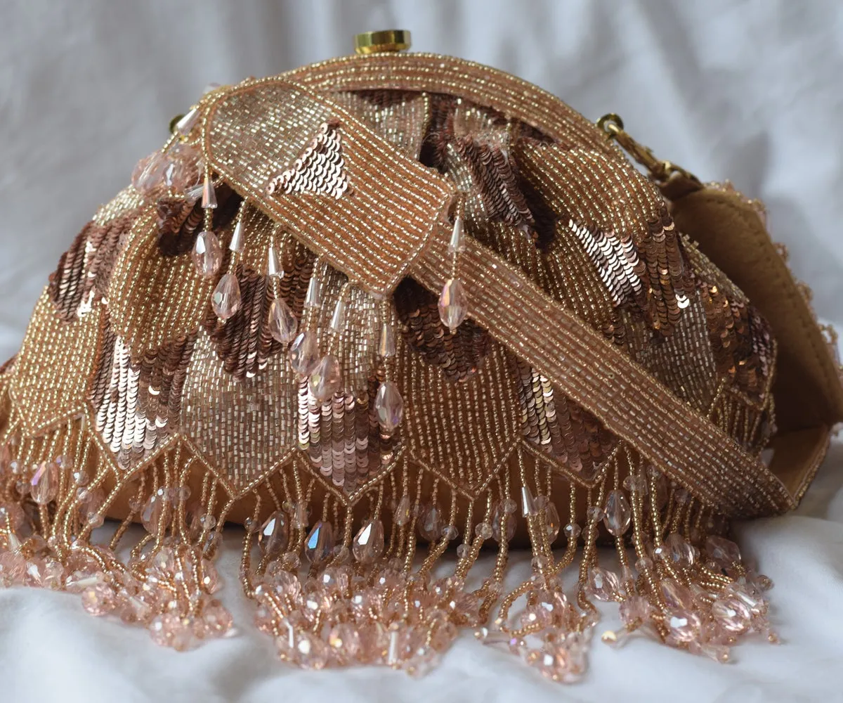 Hrutvy Clutch – Rose Gold | SURBHI S DUA