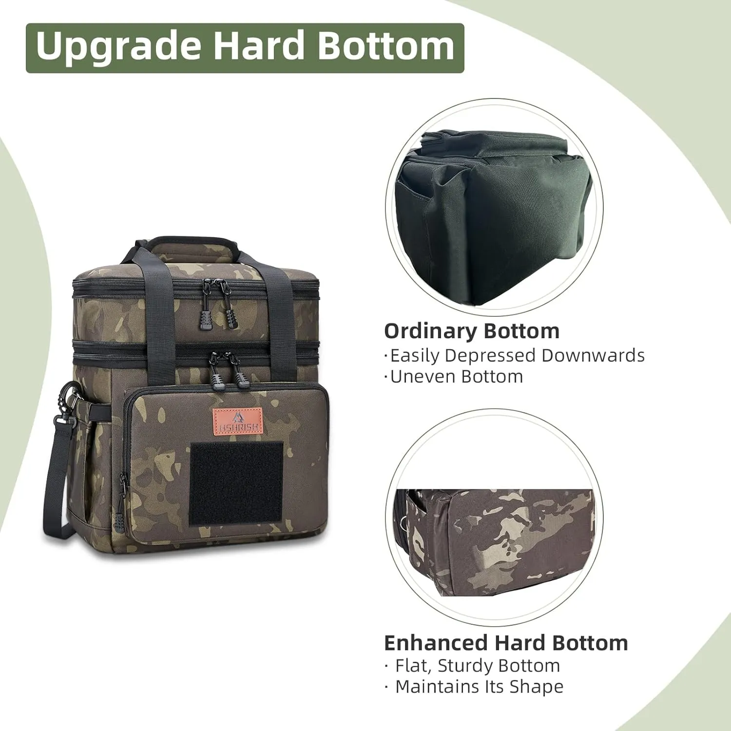 HSHRISH Xlarge Expandable Tactical Lunch Box for Adults, Durable Insulated Lunch Bag with Lots of Storage Space, for Men Work Office Outdoor Picnic Trips Camping,22 L, Black-Camo