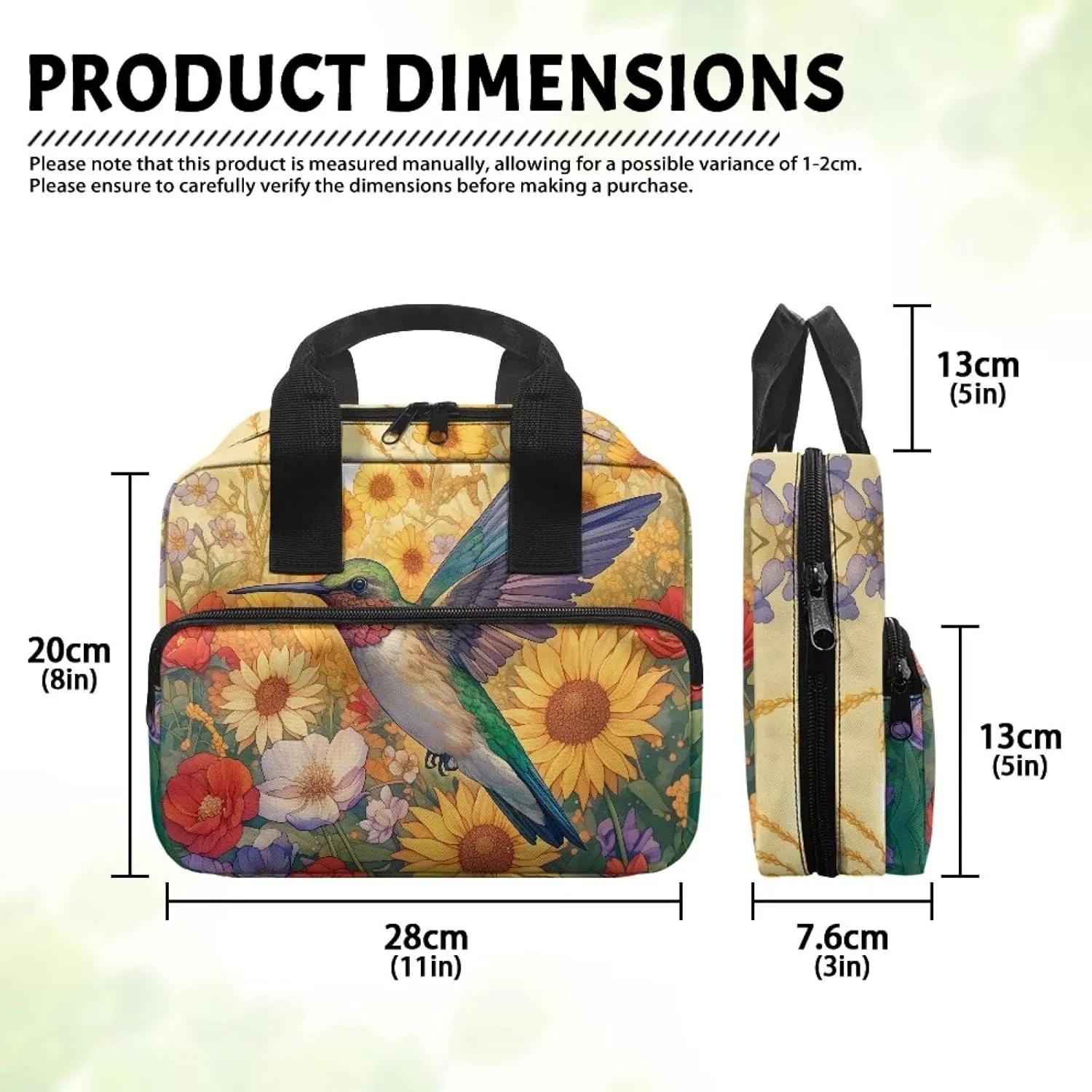 Hummingbird Sunflower Womens Large Bible Case Stylish Bible Cover for Women Ladies Classic Bible Cover Case with Top Handle Lightweight Church Worship Bags