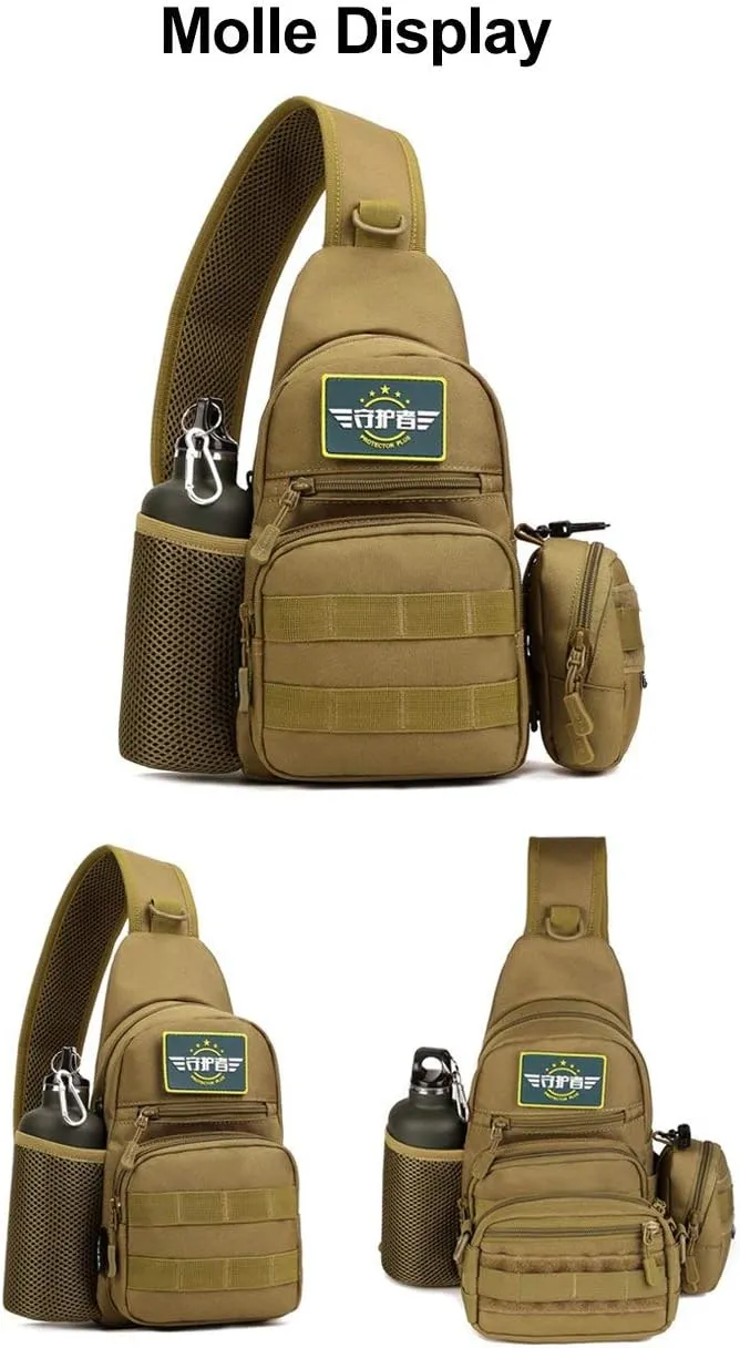HUNTVP Small Tactical Sling Chest Pack Bag Molle Daypack Backpack Military Crossbody (Type1-Camo)