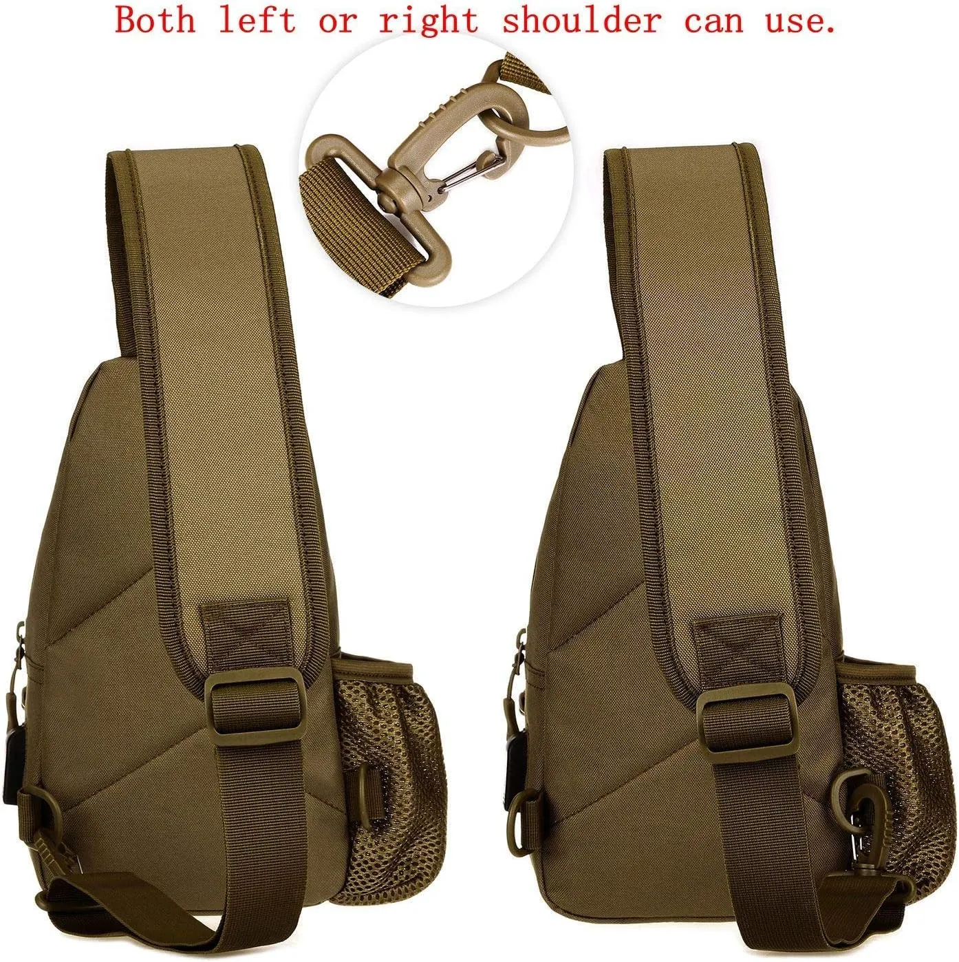 HUNTVP Small Tactical Sling Chest Pack Bag Molle Daypack Backpack Military Crossbody(Type2-Coyote Brown)