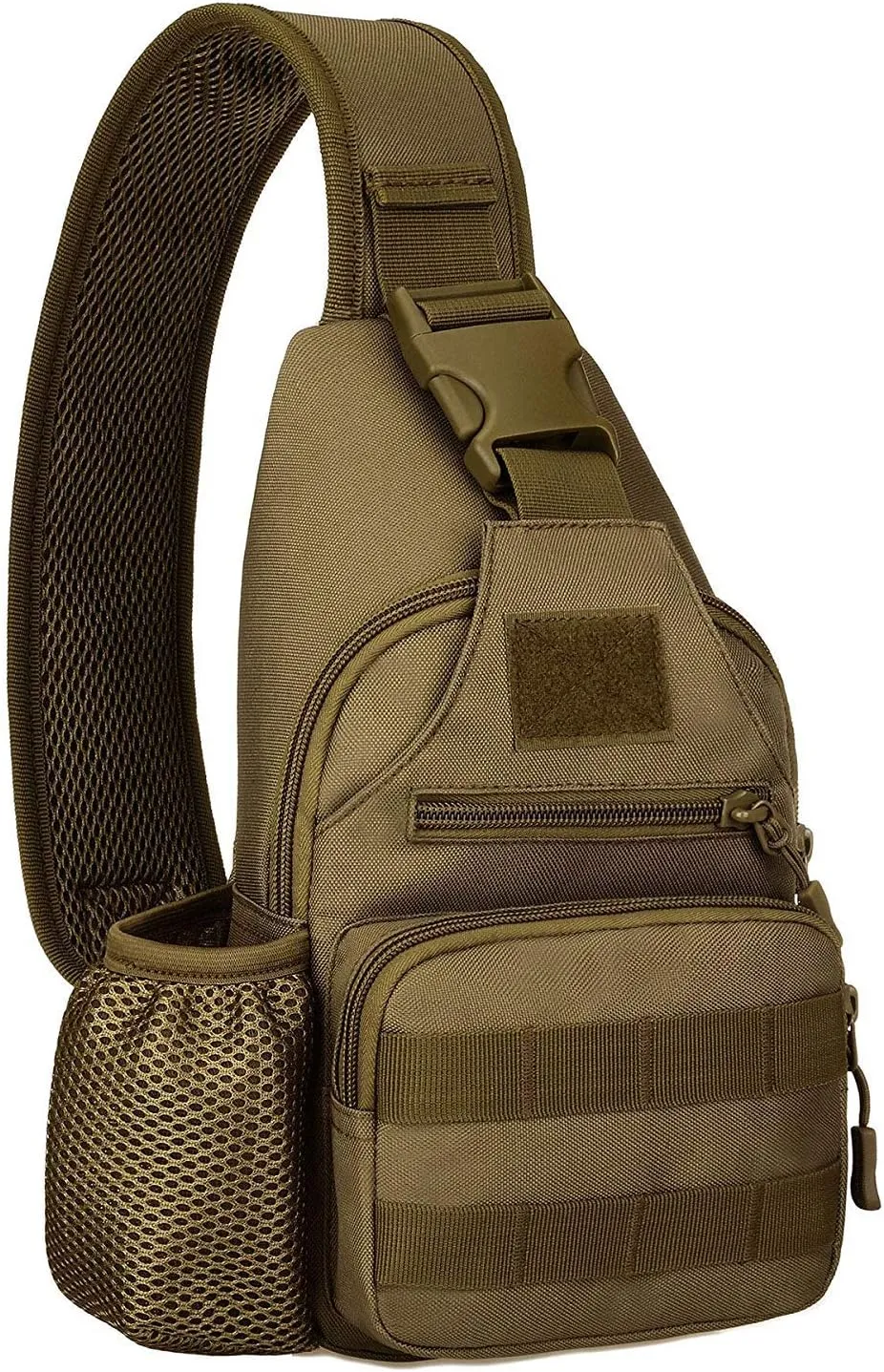 HUNTVP Small Tactical Sling Chest Pack Bag Molle Daypack Backpack Military Crossbody(Type2-Coyote Brown)