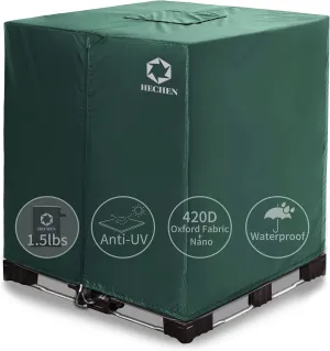 IBC Tote Cover,Zipper,Fit 275 Gallon Water Tank,420D Heavy Duty Nano Materials Waterproof (Green)
