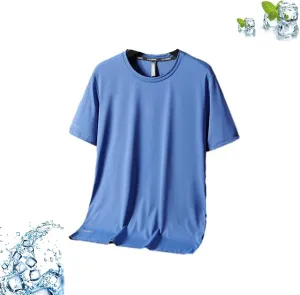 Ice Silk Round Neck T-Shirt, Men's Summer Ice Silk T-Shirt, Cooling Round Neck Short Sleeve Top