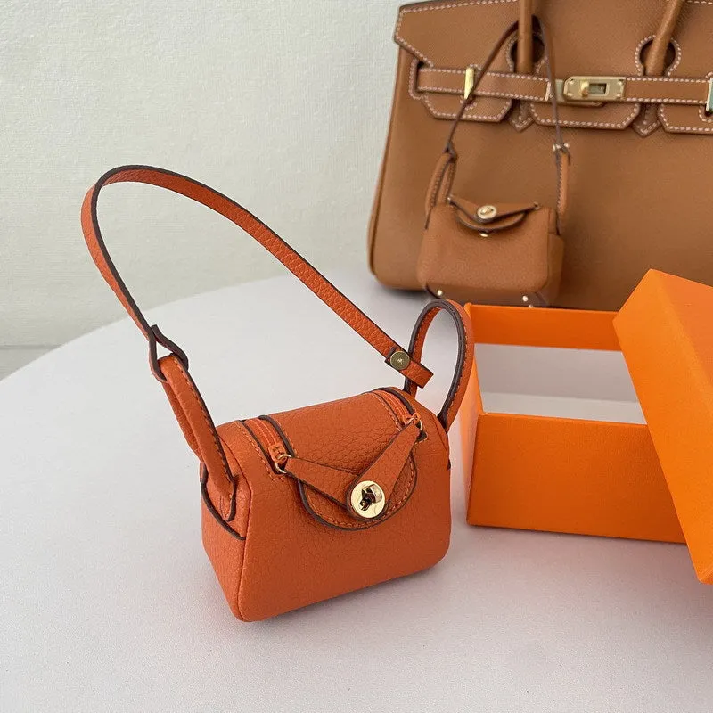 Iconic Inspired Mini Lindi Handbag Charm Vegan Leather Earphone Storage Bag