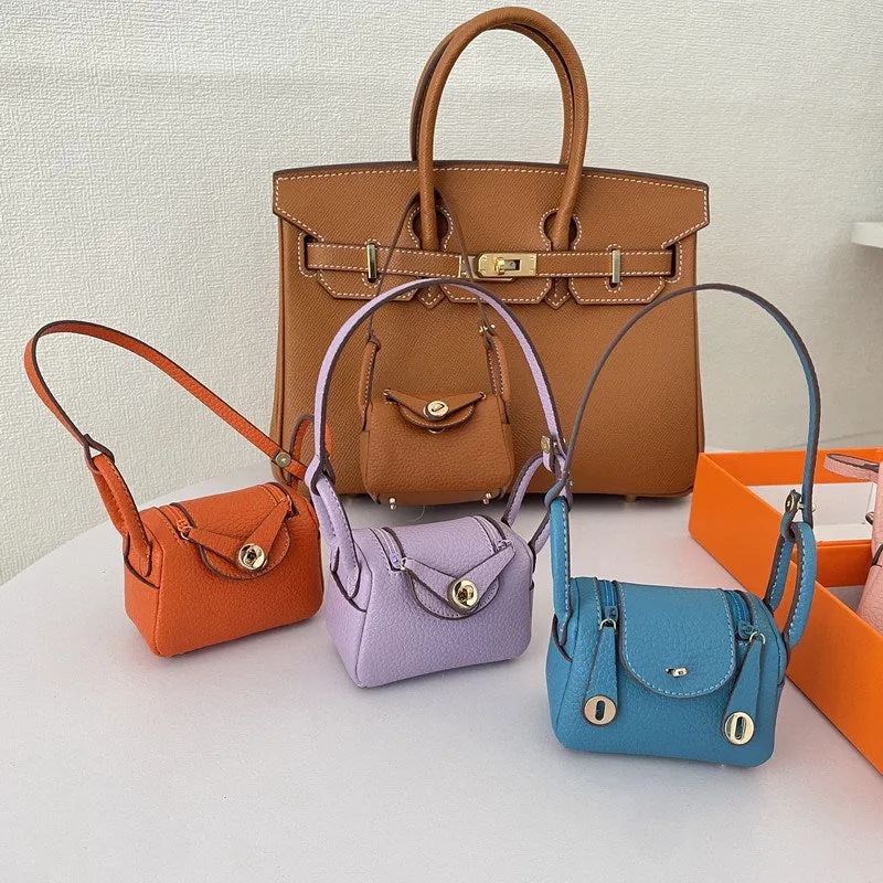 Iconic Inspired Mini Lindi Handbag Charm Vegan Leather Earphone Storage Bag