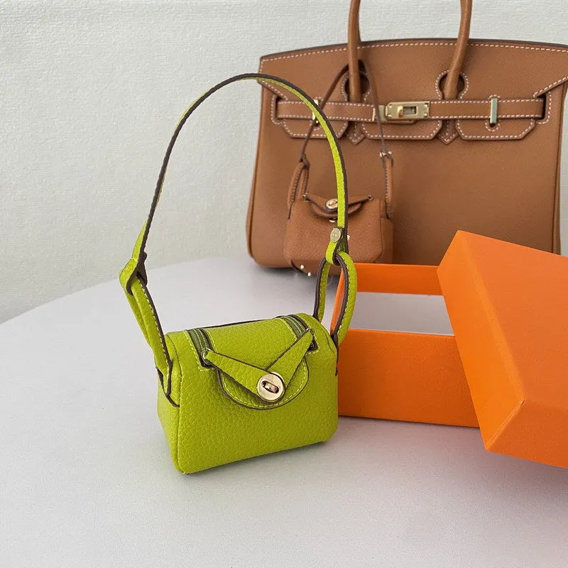 Iconic Inspired Mini Lindi Handbag Charm Vegan Leather Earphone Storage Bag
