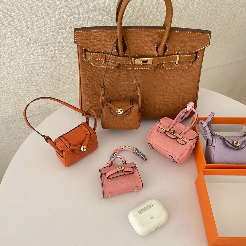 Iconic Inspired Mini Lindi Handbag Charm Vegan Leather Earphone Storage Bag