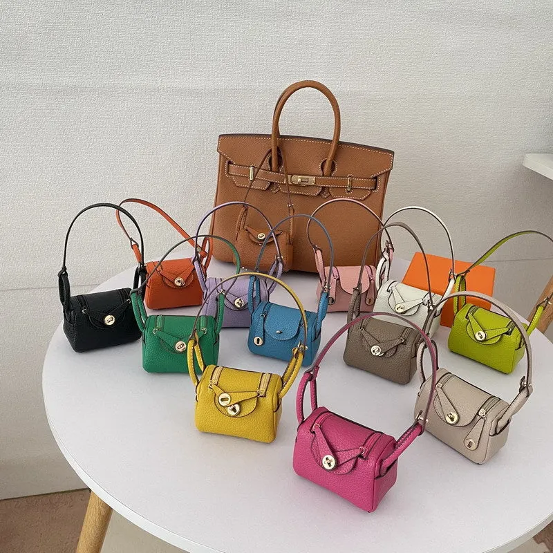 Iconic Inspired Mini Lindi Handbag Charm Vegan Leather Earphone Storage Bag