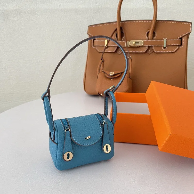 Iconic Inspired Mini Lindi Handbag Charm Vegan Leather Earphone Storage Bag