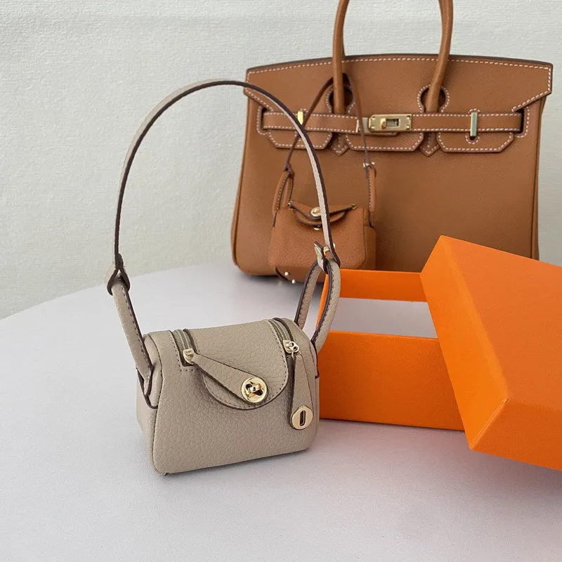 Iconic Inspired Mini Lindi Handbag Charm Vegan Leather Earphone Storage Bag