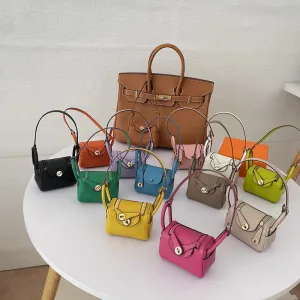 Iconic Inspired Mini Lindi Handbag Charm Vegan Leather Earphone Storage Bag