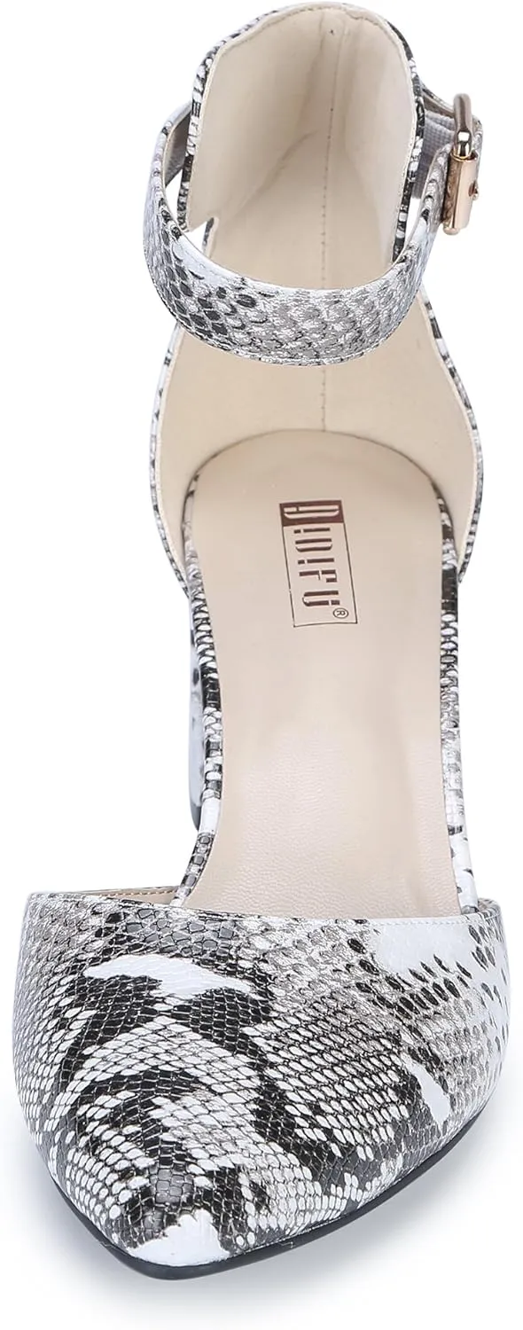 IDIFU Women's IN2 Pedazo Dress Shoes Low Block Heels Comfortable Chunky Closed Toe Ankle Strap Wedding Pumps