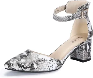 IDIFU Women's IN2 Pedazo Dress Shoes Low Block Heels Comfortable Chunky Closed Toe Ankle Strap Wedding Pumps