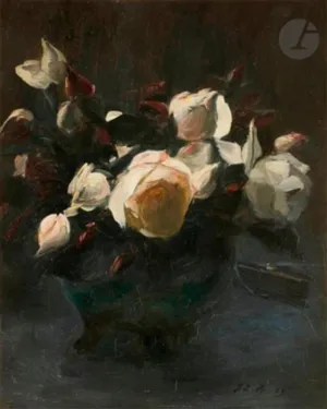 iiRTTFiRT Classic Canvas Prints Art Painting Vase De Roses by Jacques Emile Blanche Vintage Print for Home Decor 60x90cm