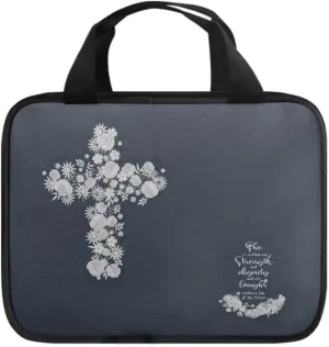 Imitation Leather Print Bible Case Bible Cover for Women Canvas Bible Carrying Case Built-in Pocket Handle Church Bag