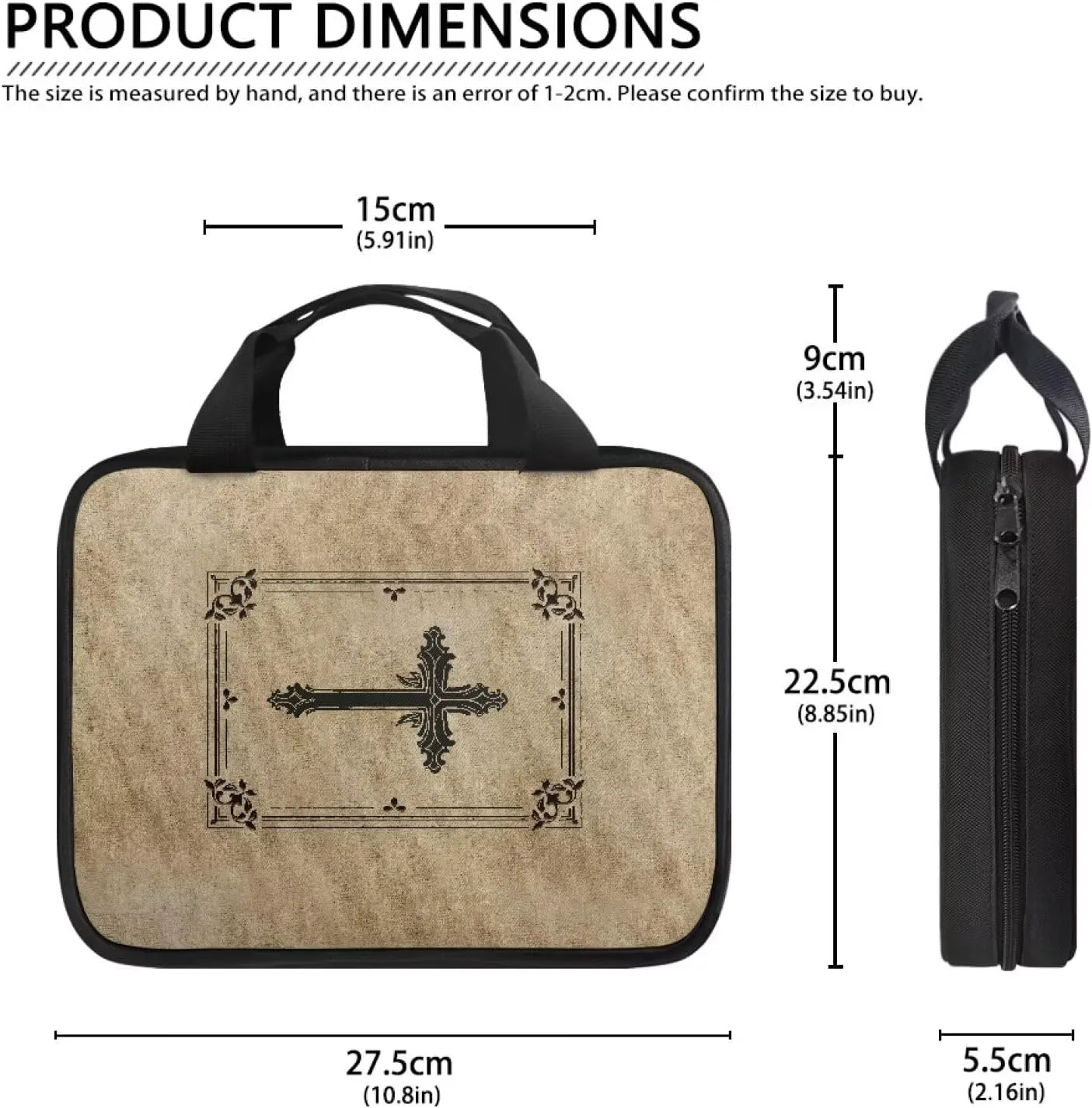Imitation Leather Print Bible Case Bible Cover for Women Canvas Bible Carrying Case Built-in Pocket Handle Church Bag