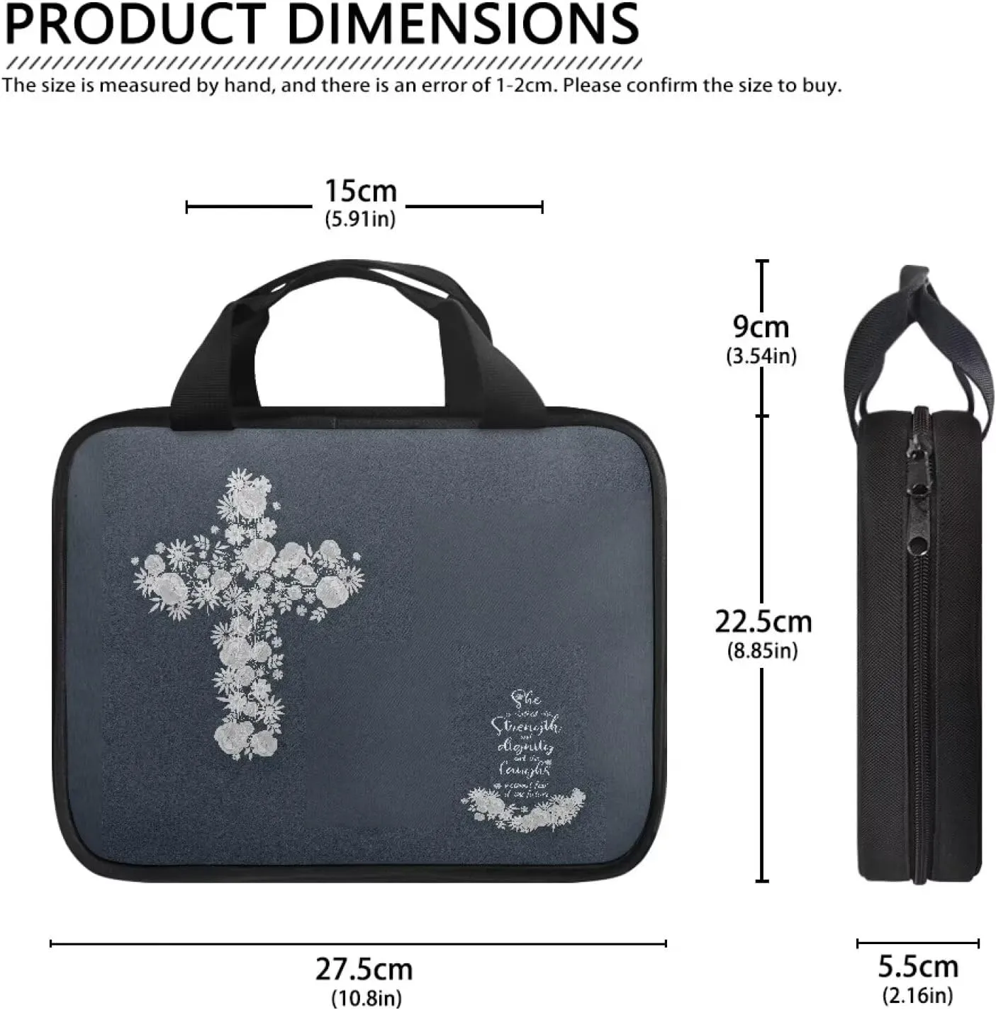 Imitation Leather Print Bible Case Bible Cover for Women Canvas Bible Carrying Case Built-in Pocket Handle Church Bag