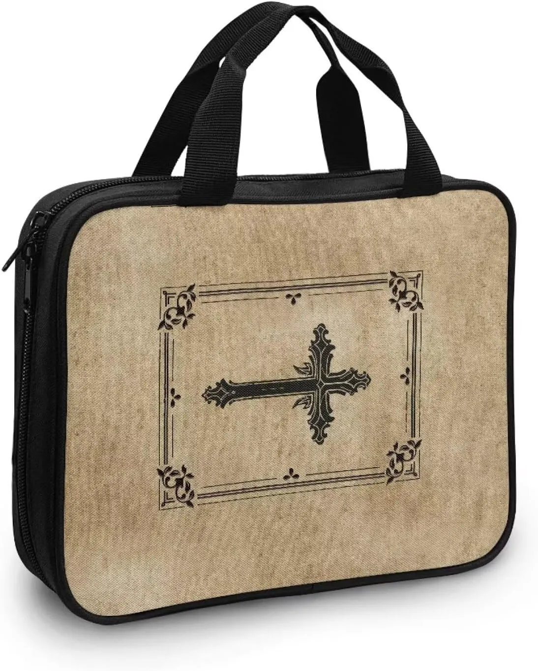 Imitation Leather Print Bible Case Bible Cover for Women Canvas Bible Carrying Case Built-in Pocket Handle Church Bag