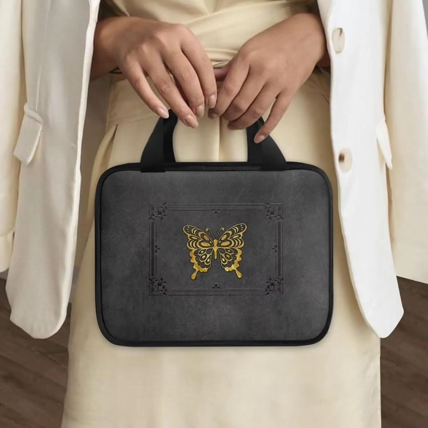Imitation Leather Print Bible Case Bible Cover for Women Canvas Bible Carrying Case Built-in Pocket Handle Church Bag