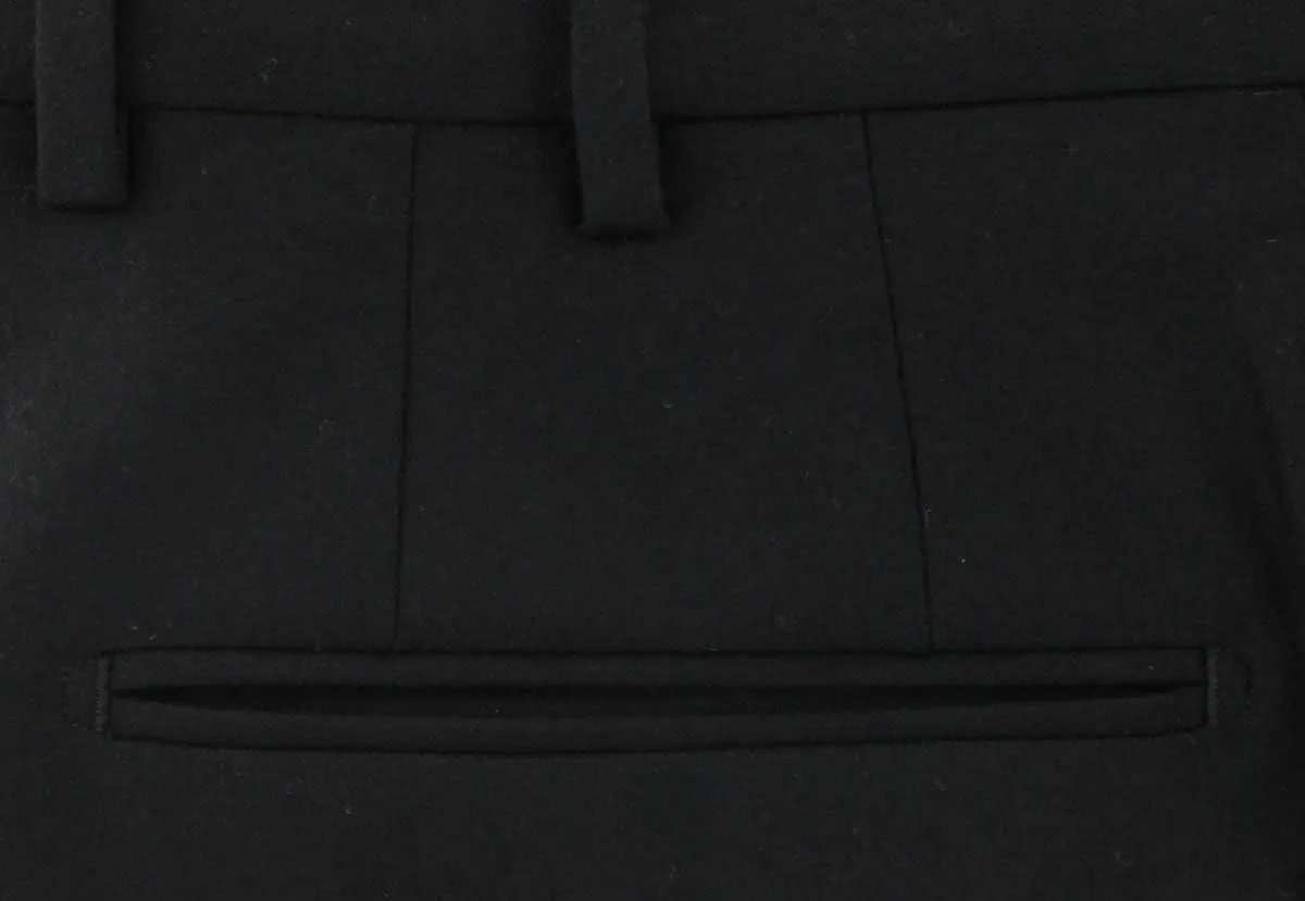 Incotex Black Solid Wool Pants - Slim