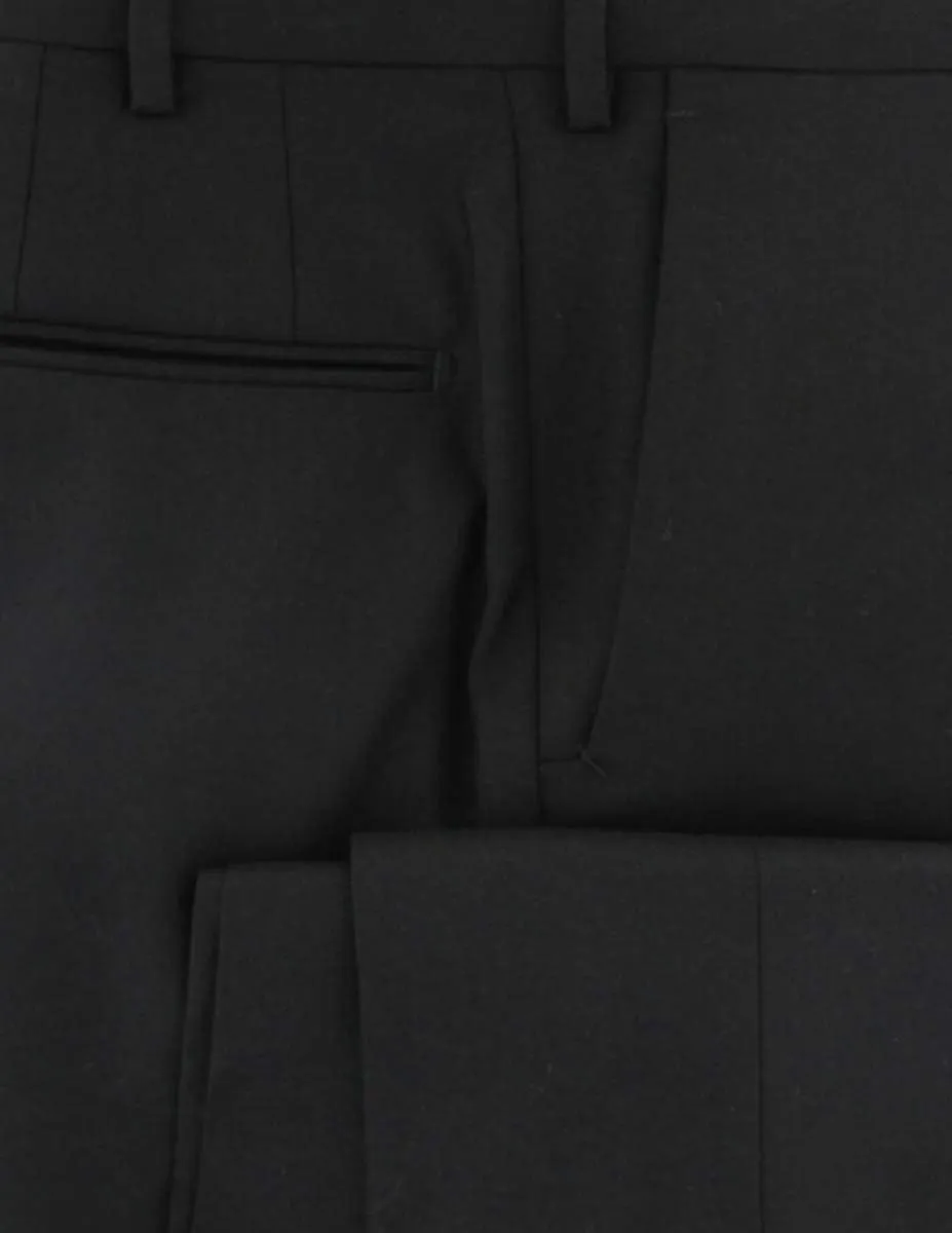 Incotex Black Solid Wool Pants - Slim