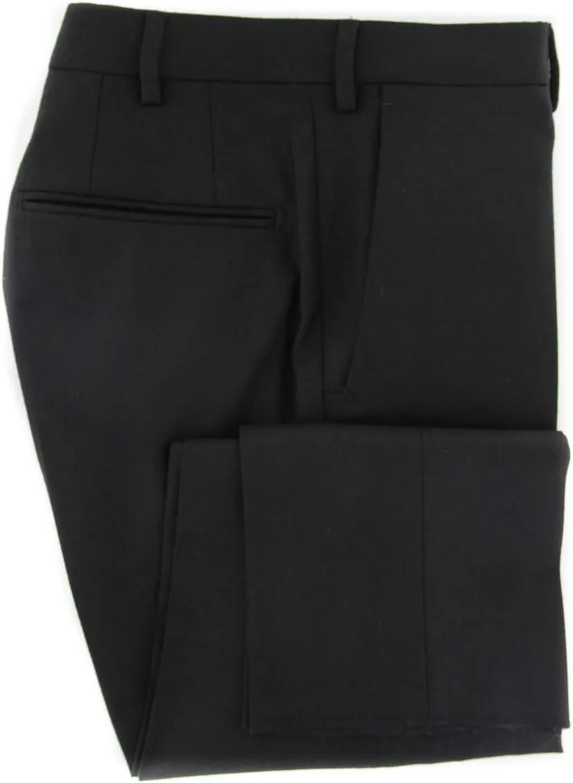 Incotex Black Solid Wool Pants - Slim