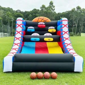 Inflatable Basketball Hoop Shot Game with 5 Hoops 4 Balls Blower for Indoor/Outdoor Interactive Party Sports Carnival Shoot Game