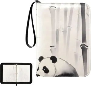 Ink Painting Panda Card Binder 4-Pocket, 400 Pockets Trading Cards Holder Games Card Albums Storage Organizer Case for Football, Baseball Cards