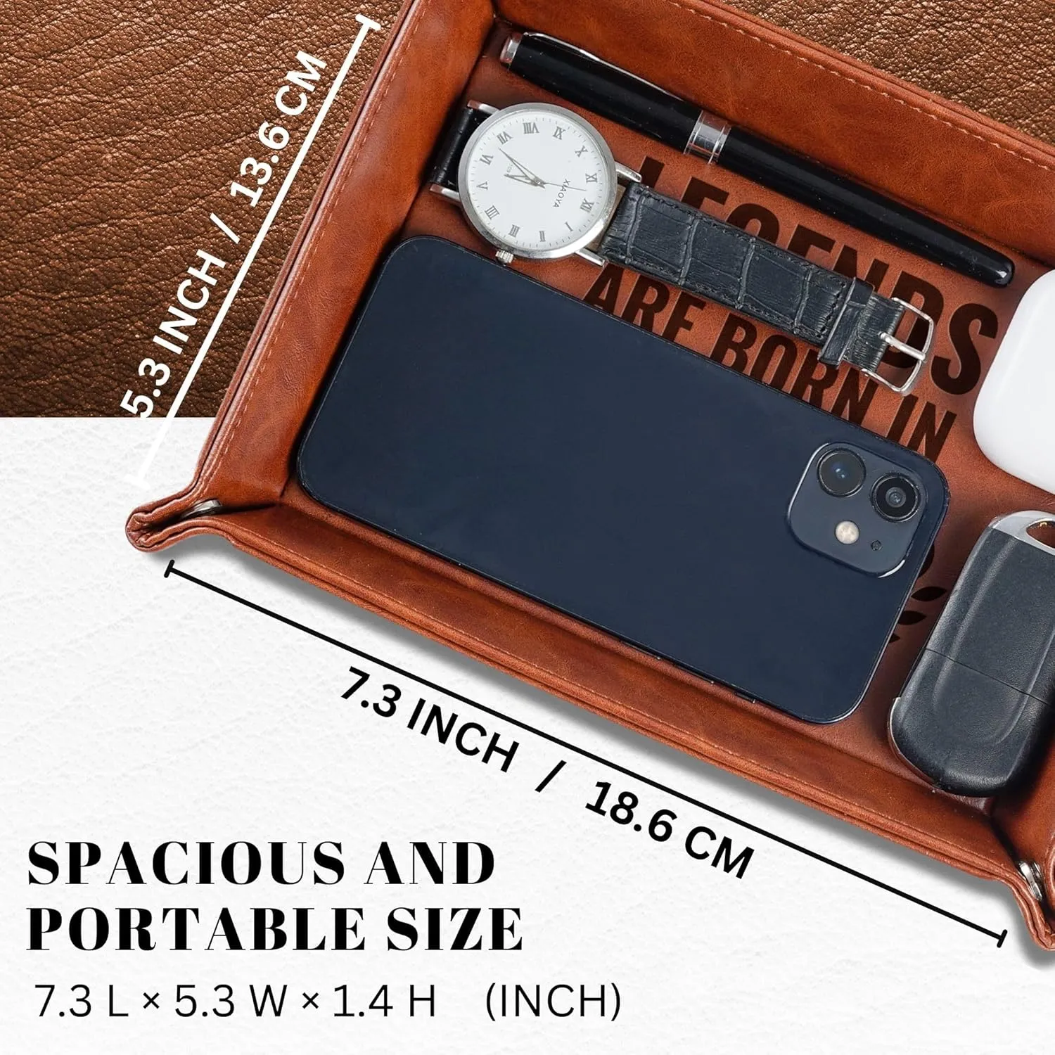 INNObeta Birthday Gifts for Men, Happy Birthday Valet Tray for Him, Male, Boyfriend, Son, Husband, Dad, Desktop Organizer PU Leather Tray - Legends are Born in October