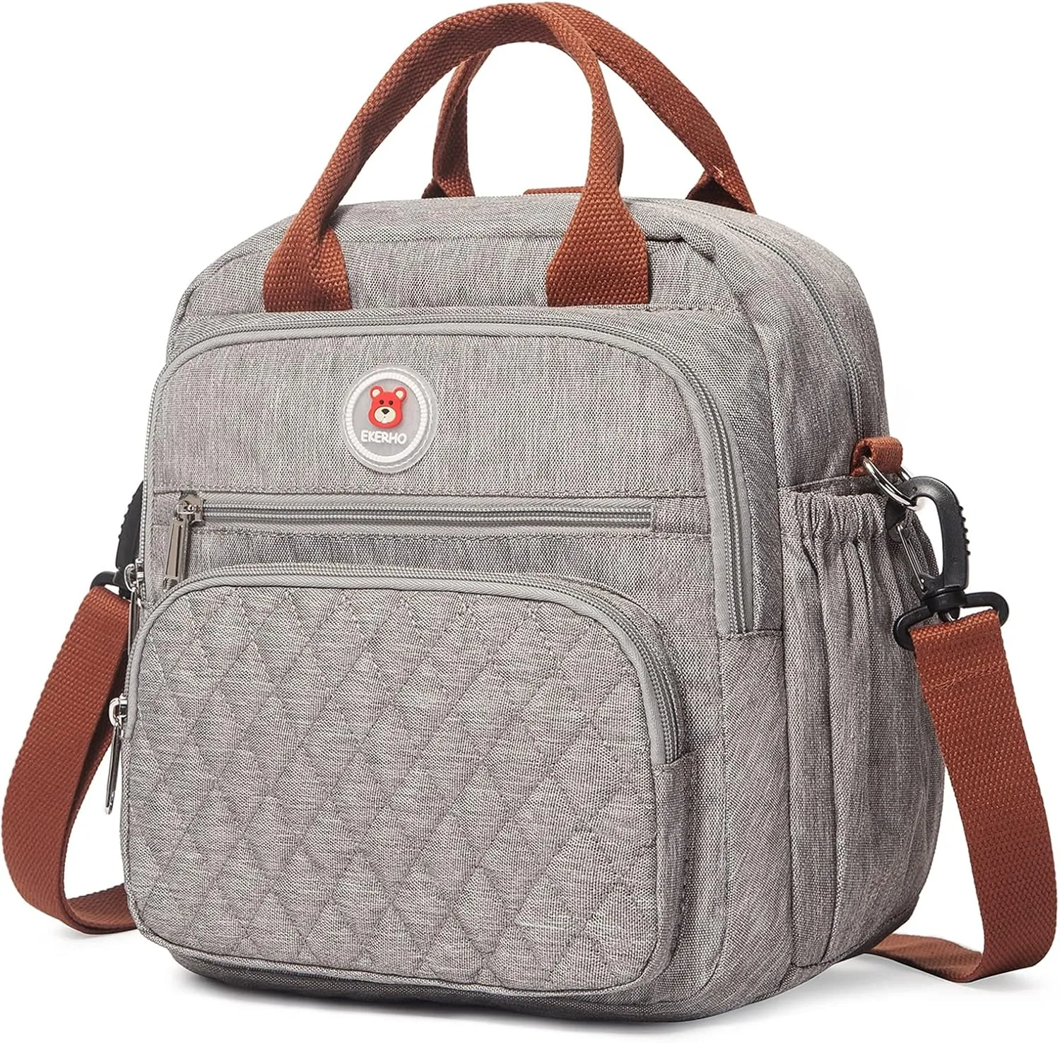 Insulated Lunch Bag Rucksack for Women/Men, 3 carrying way Lunch Tote, Large Waterproof Cooler Box with Side pockets for Adults, Work, Beach, Picnic, Grey