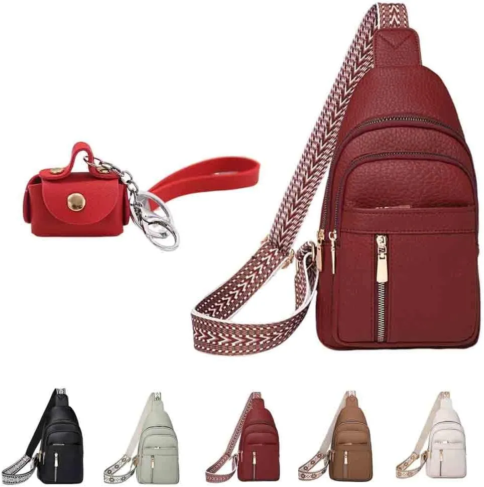 Interpretk Women's Fashion Casual Solid Color Crossbody Bag, Sling Bag Purse Chest Handbags with Adjustable Strap