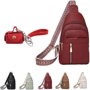 Interpretk Women's Fashion Casual Solid Color Crossbody Bag, Sling Bag Purse Chest Handbags with Adjustable Strap