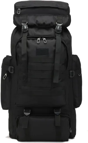IOFIT 600D Oxford Cloth Waterproof Backpack Trekking Fishing Bag Outdoor Sport 80L (Color : BK, Size : 80L)