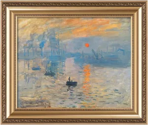 IPIC - Impression, Sunrise by Claude Monet, Giclee Prints Match with Classical Gold Frame, Monet Wall Art for Home Decor, Total Size w/Frame: 26" W x22 H