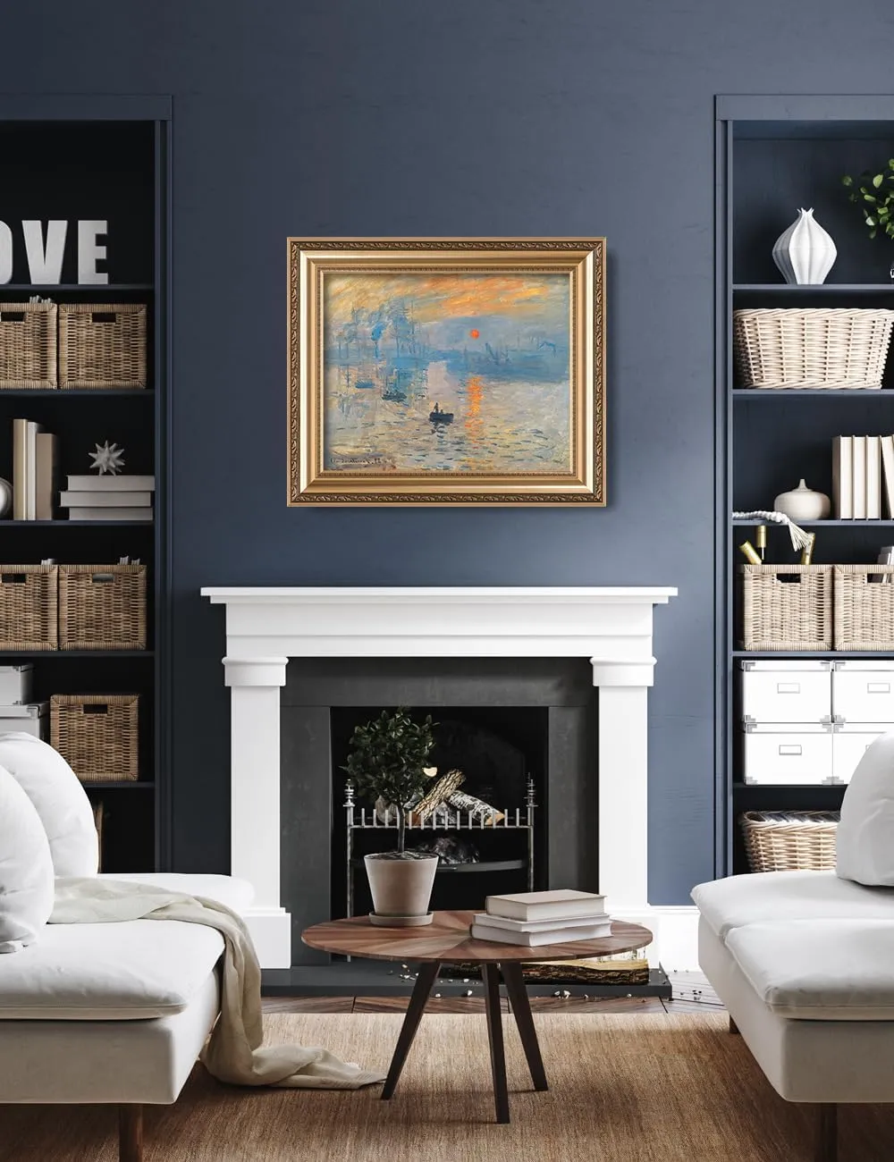 IPIC - Impression, Sunrise by Claude Monet, Giclee Prints Match with Classical Gold Frame, Monet Wall Art for Home Decor, Total Size w/Frame: 26" W x22 H