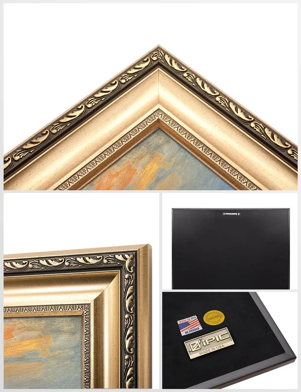 IPIC - Impression, Sunrise by Claude Monet, Giclee Prints Match with Classical Gold Frame, Monet Wall Art for Home Decor, Total Size w/Frame: 26" W x22 H