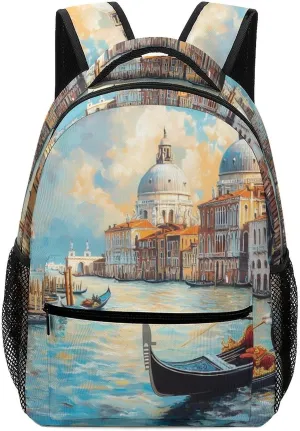 Italian Architecture Venice Travel Backpack for Men Women Water Resistant Luggage Daypack Business Weekender Bag