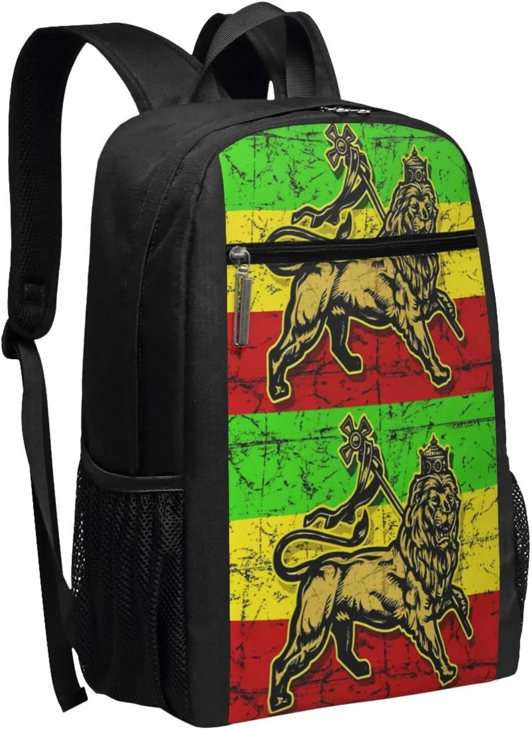 Jamaican Flag Rasta Reggae Judah Lion Casual Backpacks Sports Backpack Large Capacity Travel Rucksack Laptop Daypack with Multi-Pockets Adjustable Strap Work Bag for Hiking