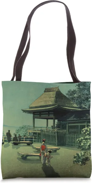 Japanese temple Moon Japan Vintage art Ukiyo-e Shin-hanga Tote Bag