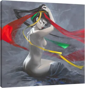 Jaxson Rea "Geisha II Gallery Wrapped Canvas by Cédric Cazal, 18" x 18"