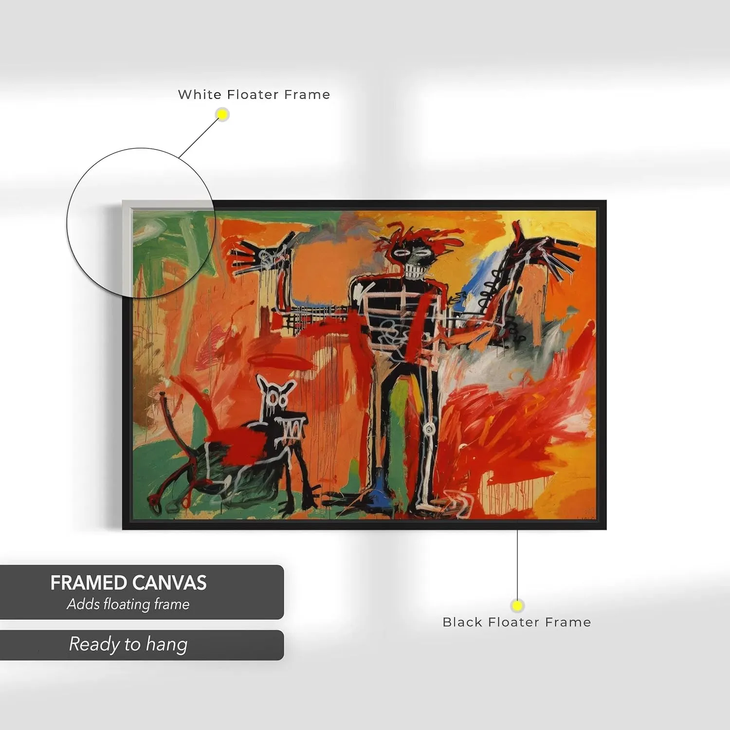 Jean-Michel Basquiat Boy and Dog in a Johnnypump Canvas Print | Abstract Expressionist Wall Art | Graffiti-Inspired Poster for Home & Office Decor