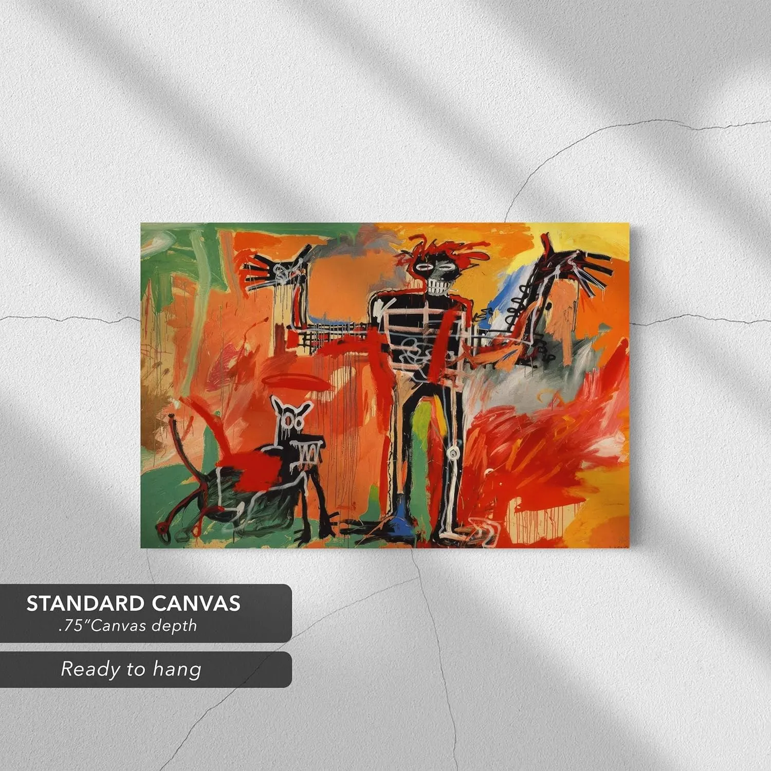 Jean-Michel Basquiat Boy and Dog in a Johnnypump Canvas Print | Abstract Expressionist Wall Art | Graffiti-Inspired Poster for Home & Office Decor