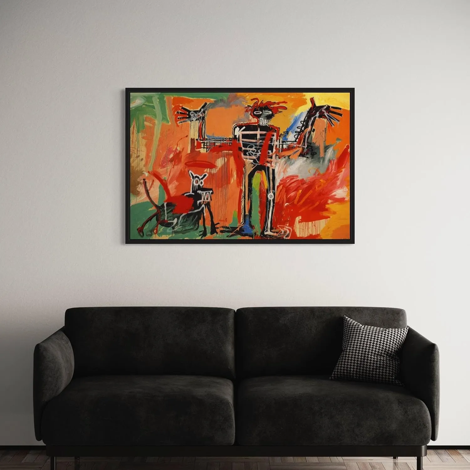 Jean-Michel Basquiat Boy and Dog in a Johnnypump Canvas Print | Abstract Expressionist Wall Art | Graffiti-Inspired Poster for Home & Office Decor