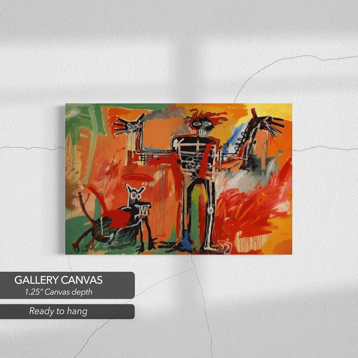 Jean-Michel Basquiat Boy and Dog in a Johnnypump Canvas Print | Abstract Expressionist Wall Art | Graffiti-Inspired Poster for Home & Office Decor