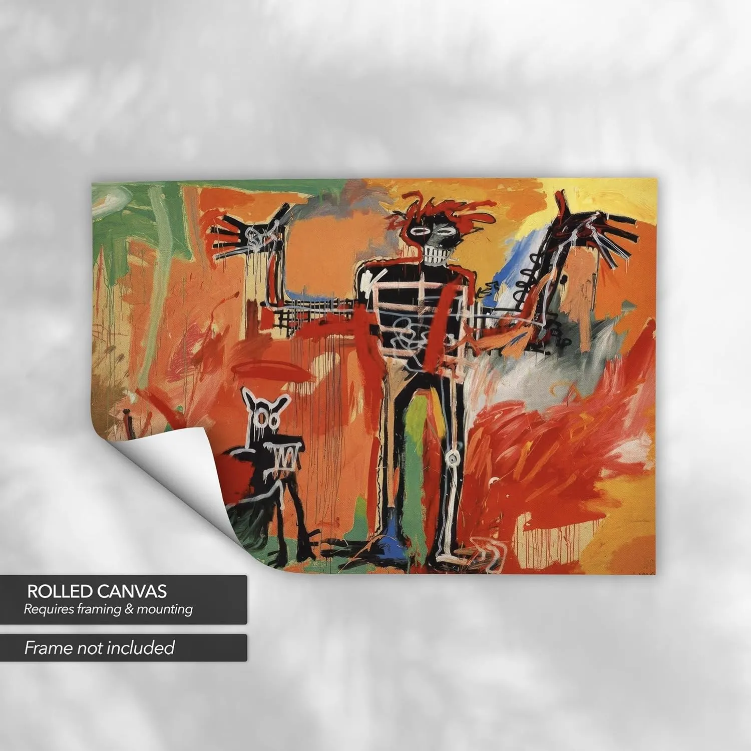 Jean-Michel Basquiat Boy and Dog in a Johnnypump Canvas Print | Abstract Expressionist Wall Art | Graffiti-Inspired Poster for Home & Office Decor