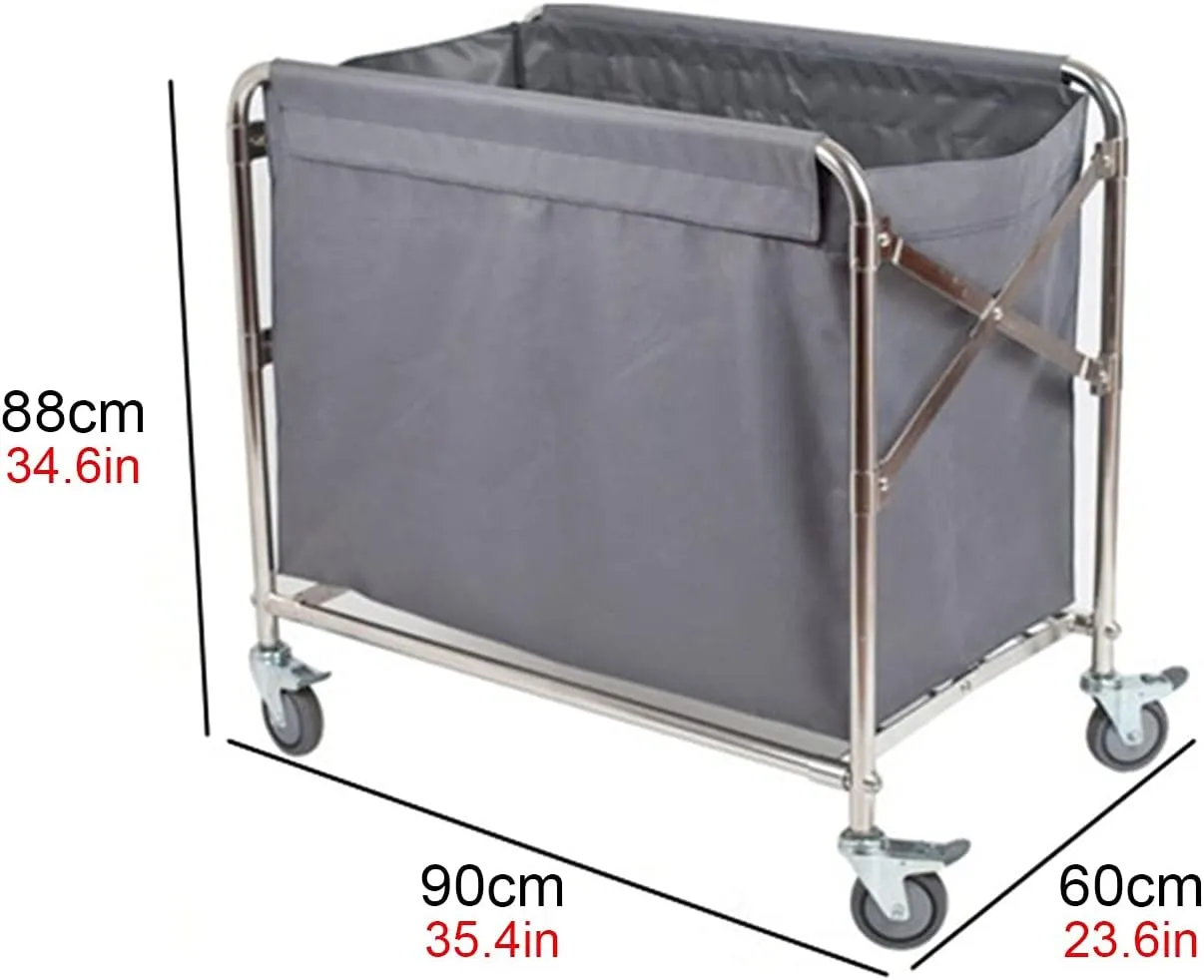 JKGHK Collapsible Laundry Trolley, Oxford Cloth Bag Laundry Sorter Hamper, Linen Cart，Wheeled Laundry Trolley Carts, Linen Collector, Commercial Hotel Laundry Containers, for Hotel/Home/Laundry Room