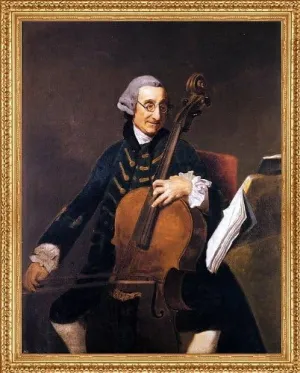 Johann Zoffany Portrait Of Giacomo Cervetto (1680-1783) - 21" x 28" Premium Canvas Print with Antique Gold Finish Frame