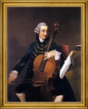 Johann Zoffany Portrait Of Giacomo Cervetto (1680-1783) - 21" x 28" Premium Canvas Print with Gold Frame